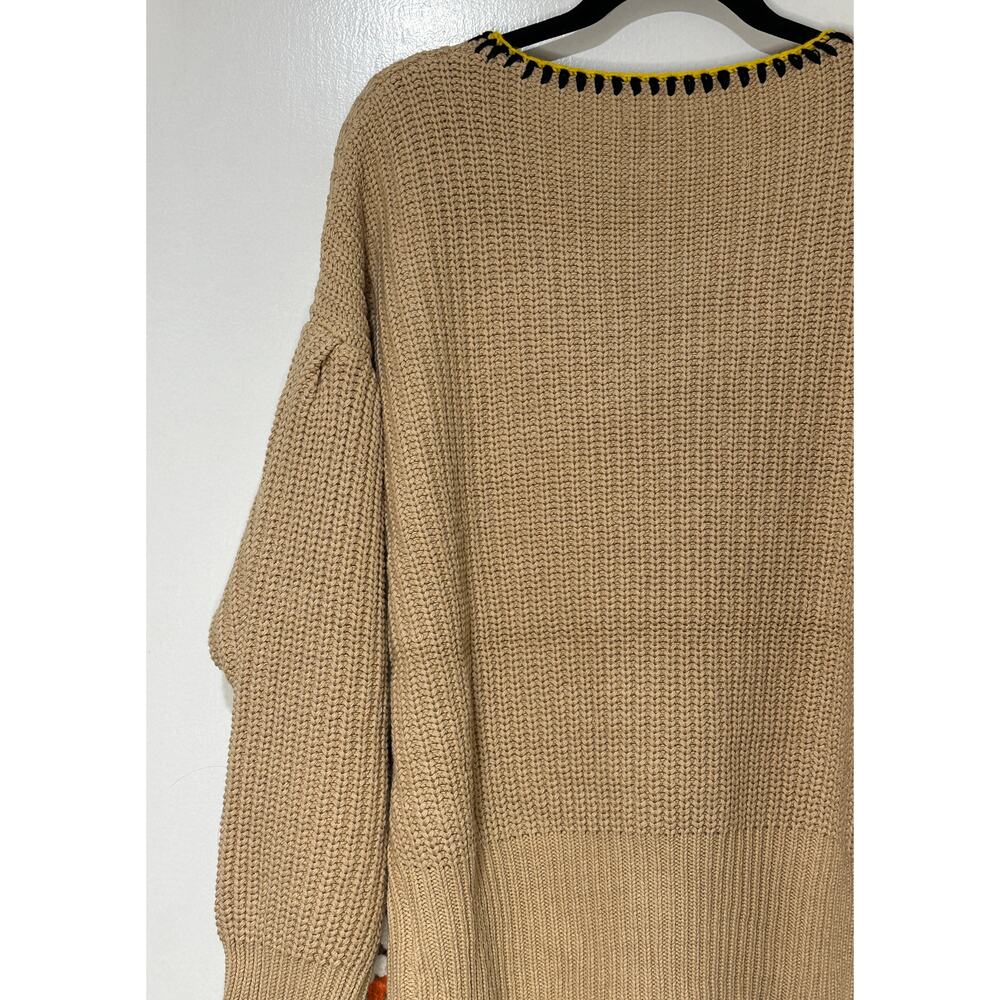 Blue Velvet Granny Square Knit Long Sleeve Sweater Mocha Multicolor Small NWT - Picture 12 of 15